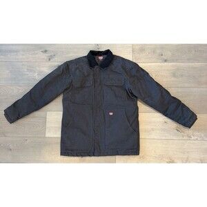 Wrangler Workwear Jacket Mens Medium Black Quilted Lined Corduroy Collar Coat